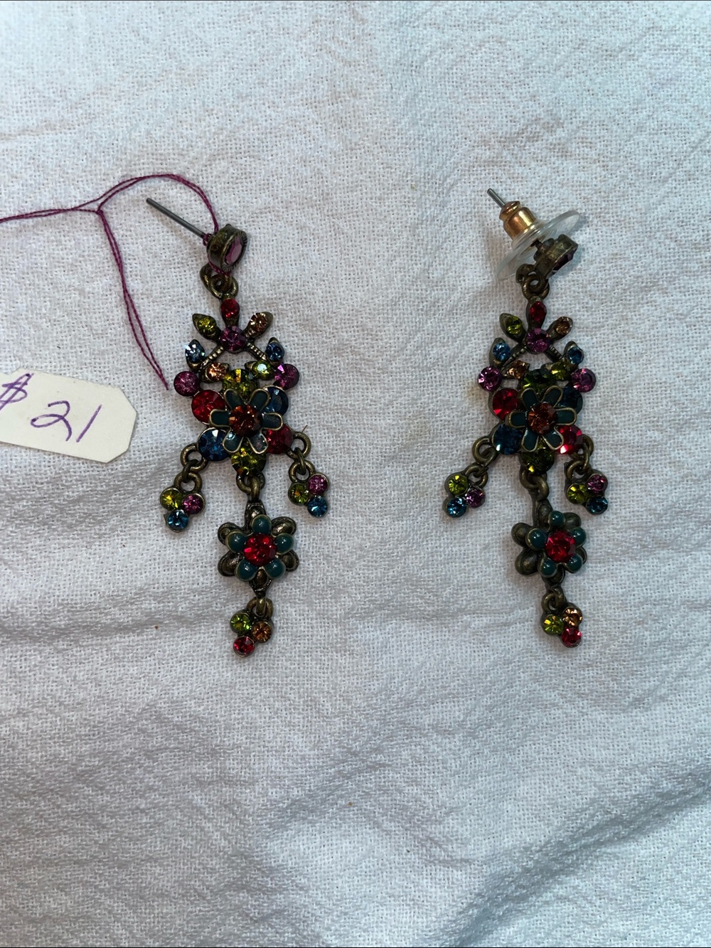 Edwardian style dangle crystal earrings